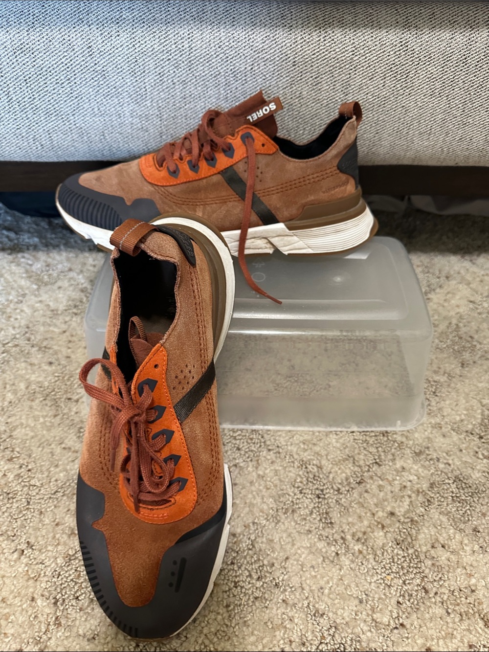 Sorel Men’s Brown and Orange Suede Lace-Up Sneakers